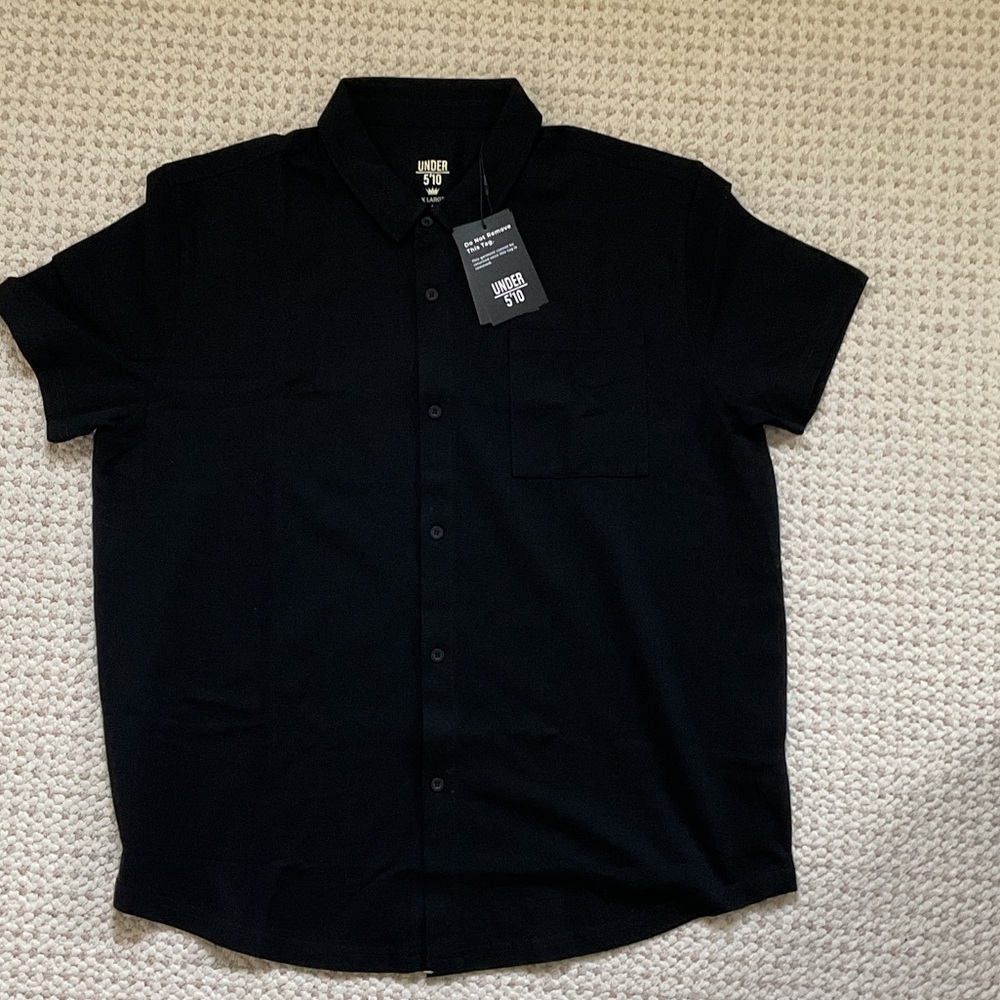 Under 5-10 Men's Casual Black Button Down Shirt
